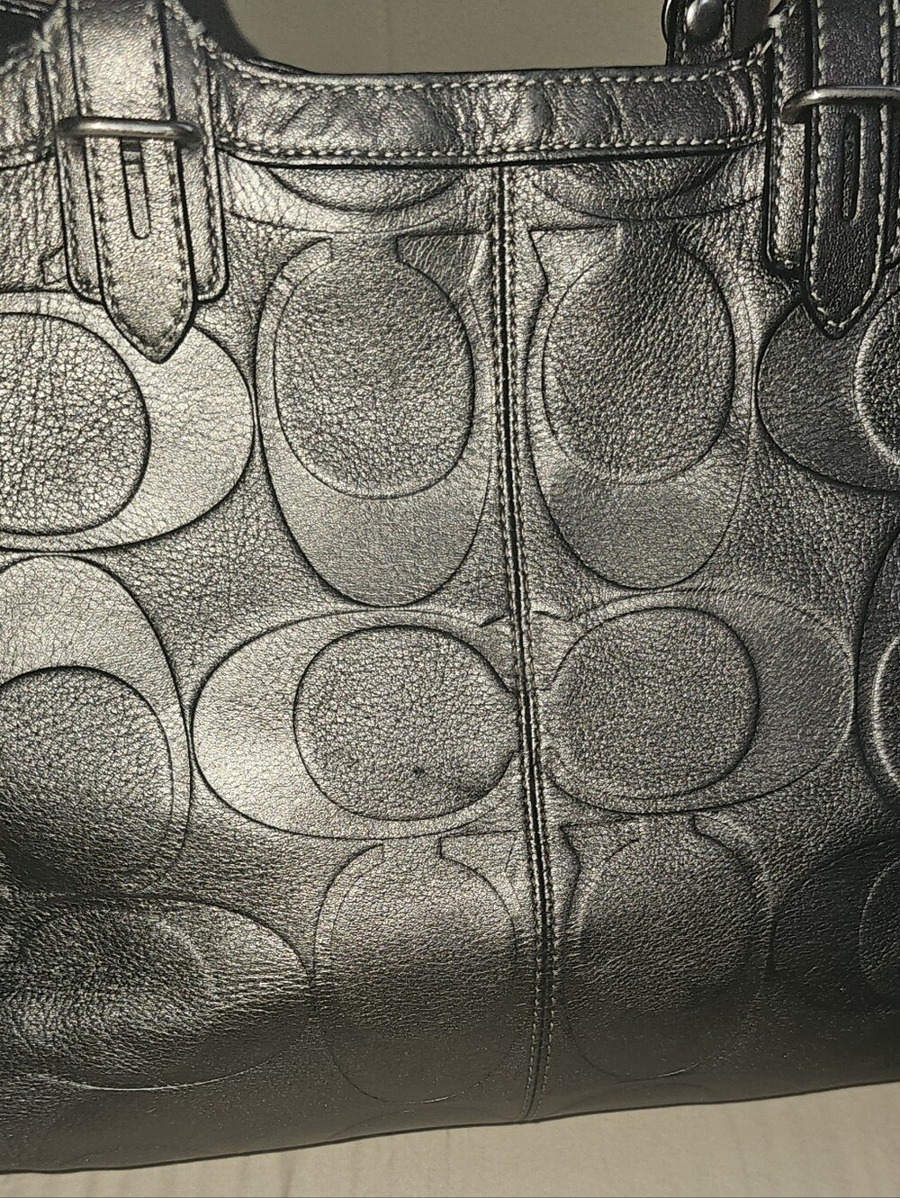 Coach F15242 Metallic Signature Leather Gallery Tote Gunmetal - Picture 11 of 11